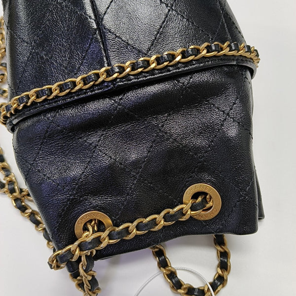 Quilted Calfskin Bucket Bag Black