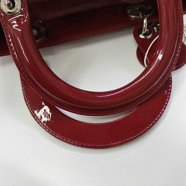 Lady Dior Medium Cannage Patent Leather Red
