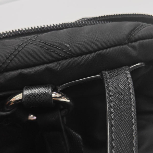 Quilted Nylon Backpack Black