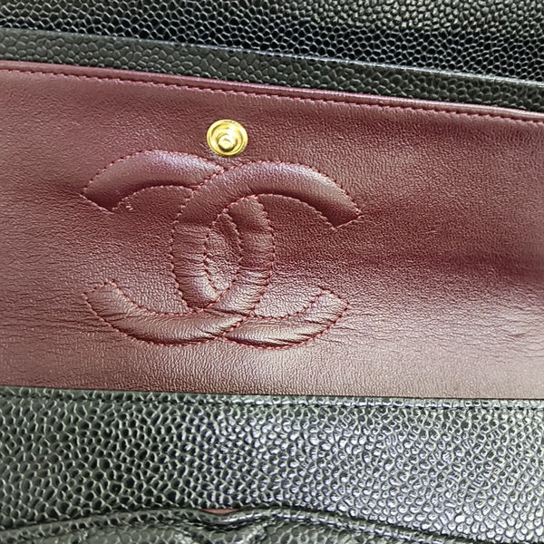 CLASSIC FLAP Medium Quilted Grained Calfskin Black