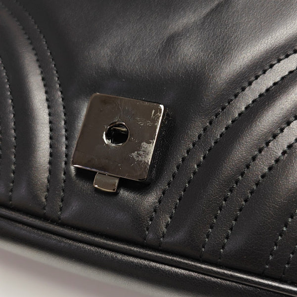 GG Marmont Small Quilted Calfskin Black