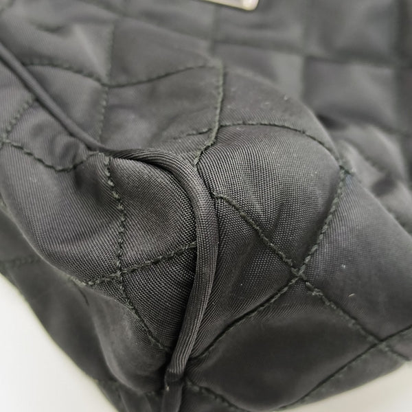 Quilted Nylon Clutch Black