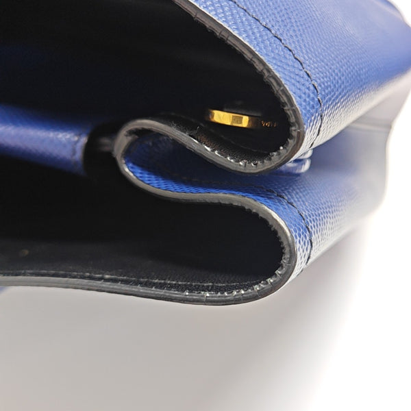 Double Large Saffiano Calfskin Blue
