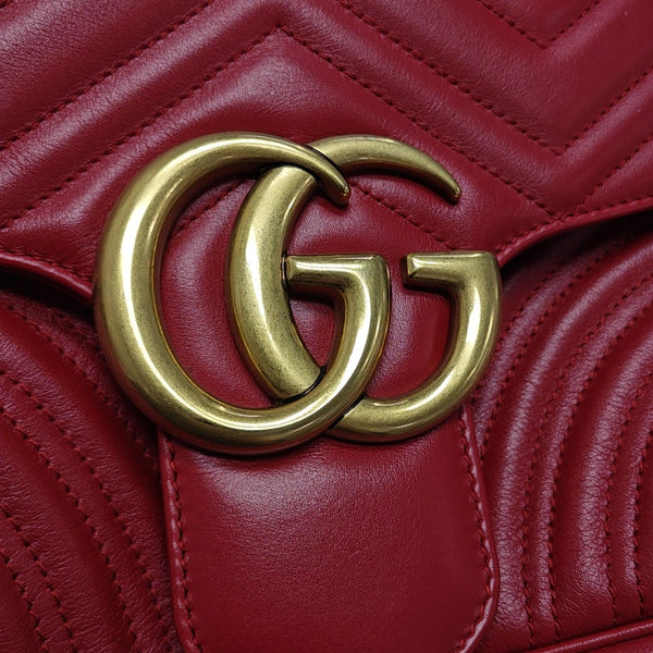 GG Marmont Large Quilted Calfskin Red