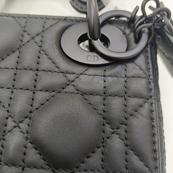 Lady Dior Mini Cannage Calfskin Black