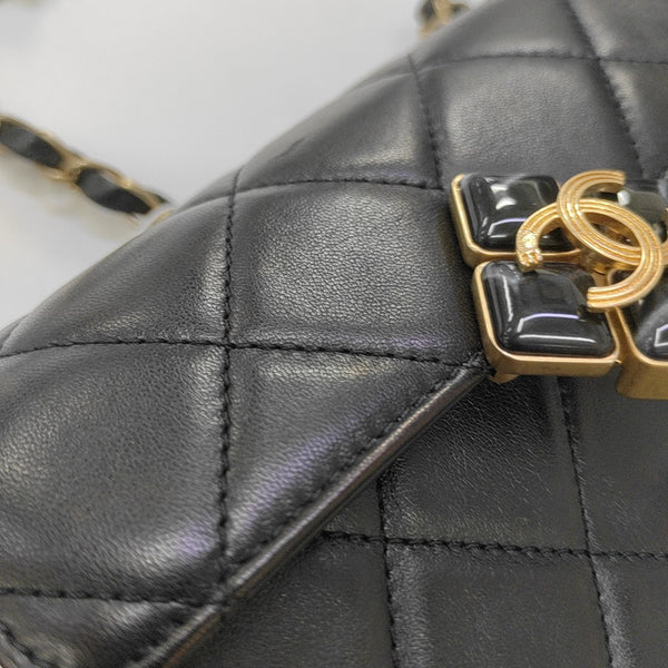 Quilted Lambskin Shoulder Bag Mini Black