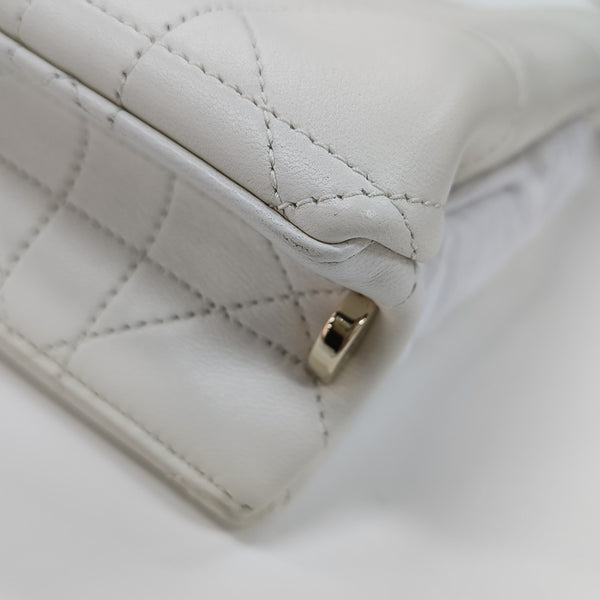 Cannage Lambskin Bucket Bag Small White