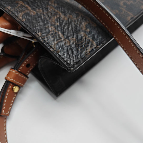 CABAS CELINE Small Coated Canvas Brown