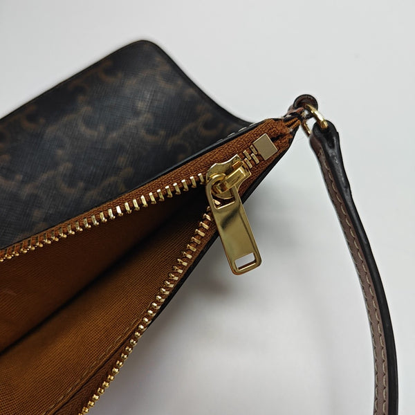 Coated Canvas Shoulder Bag Brown