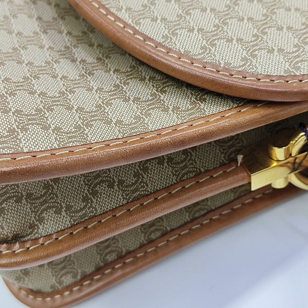 Coated Canvas Shoulder Bag Beige