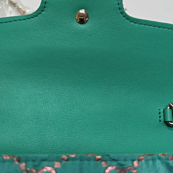 GG Marmont Super Mini Quilted Fabric Green