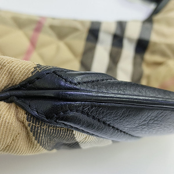 Quilted Canvas Top Handle Bag Beige