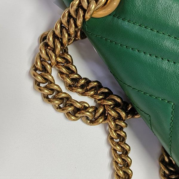 GG Marmont Small Quilted Calfskin Green