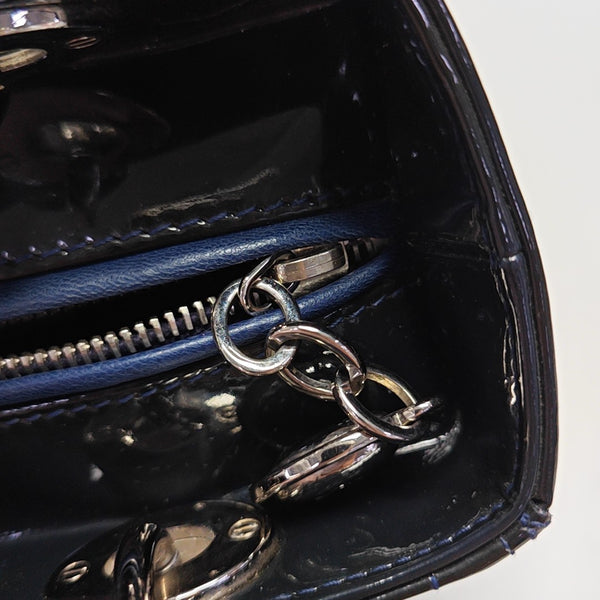 Lady Dior Medium Quilted Patent Leather Blue