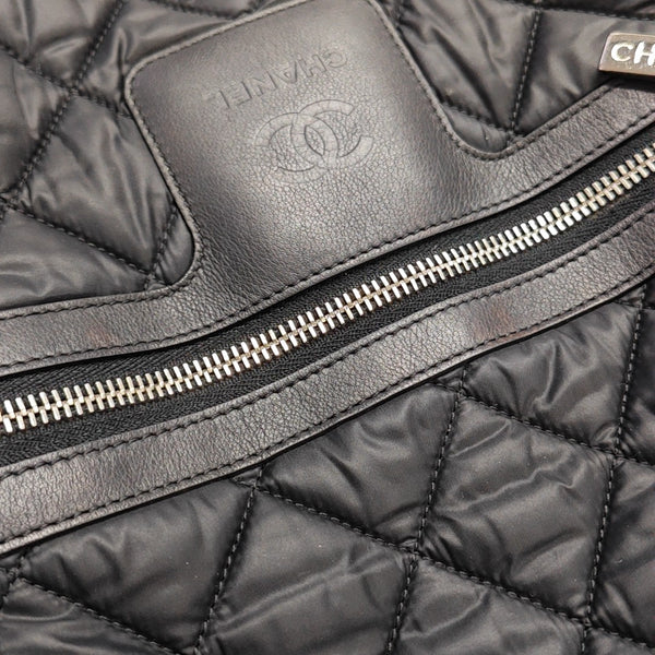 Quilted Fabric Backpack Black