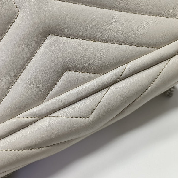 LOULOU Small Chevron Calfskin White