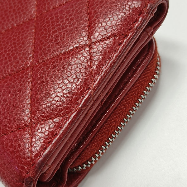 Quilted Grained Calfskin Wallet Red