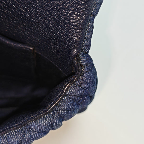 Quilted Fabric Shoulder Bag Blue
