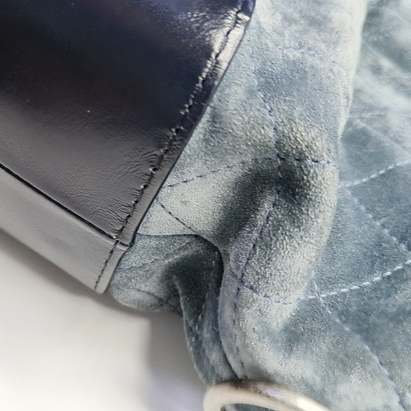 GABRIELLE Medium Quilted Suede Blue