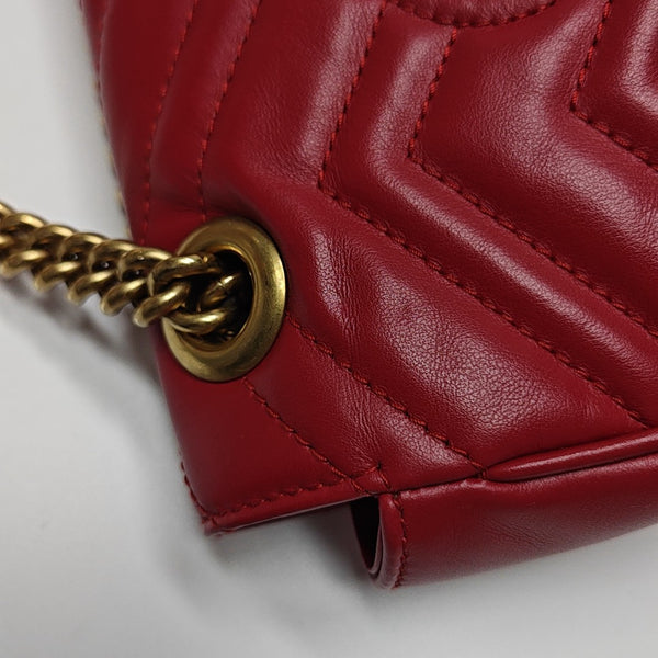 GG Marmont Small Quilted Calfskin Red