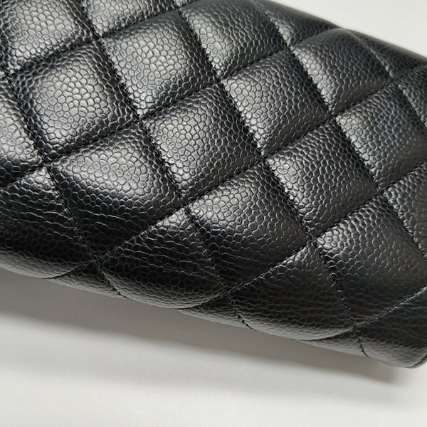 CLASSIC FLAP Mini Quilted Grained Calfskin Black Wallet