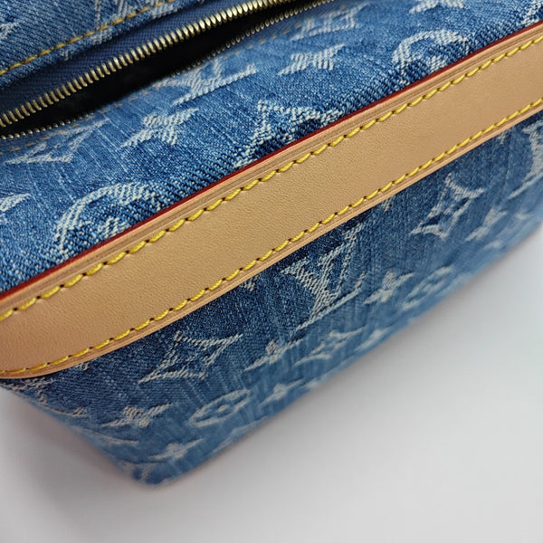 Monogram Denim Top Handle Bag Blue