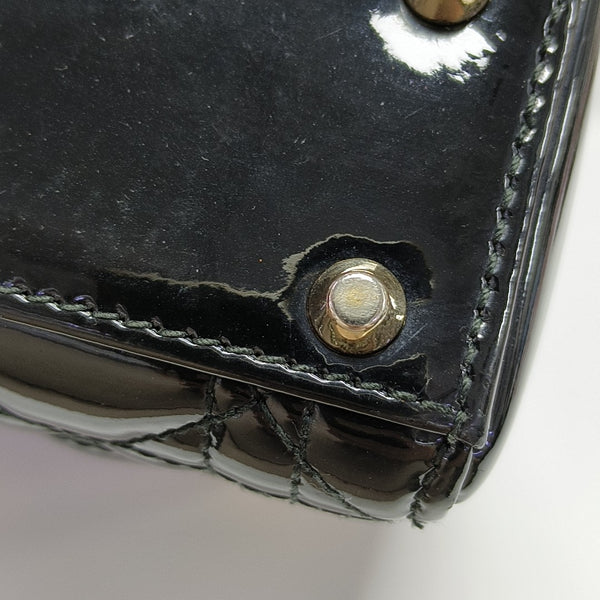 Lady Dior Mini Quilted Patent Leather Black