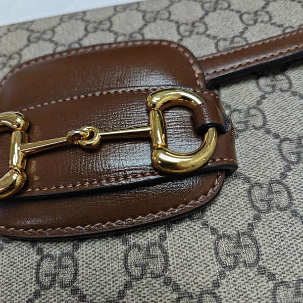 Horsebit 1955 Medium Monogram Coated Canvas Beige