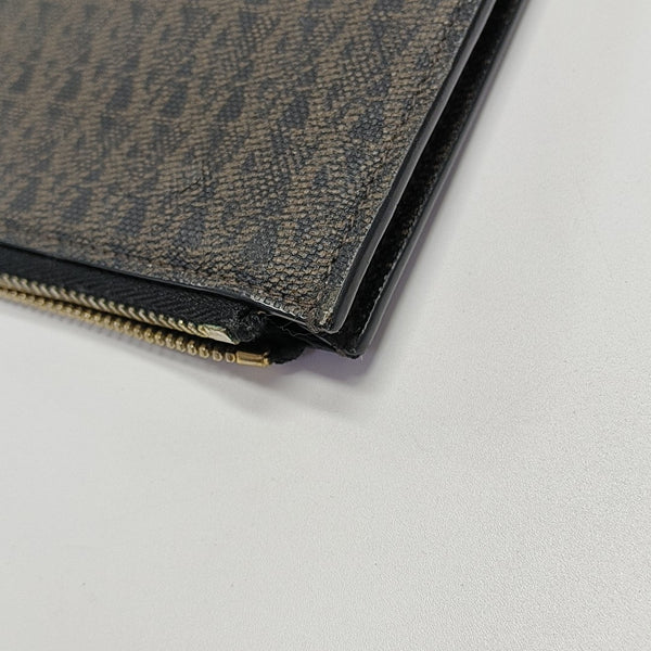 Coated Canvas Clutch Brown
