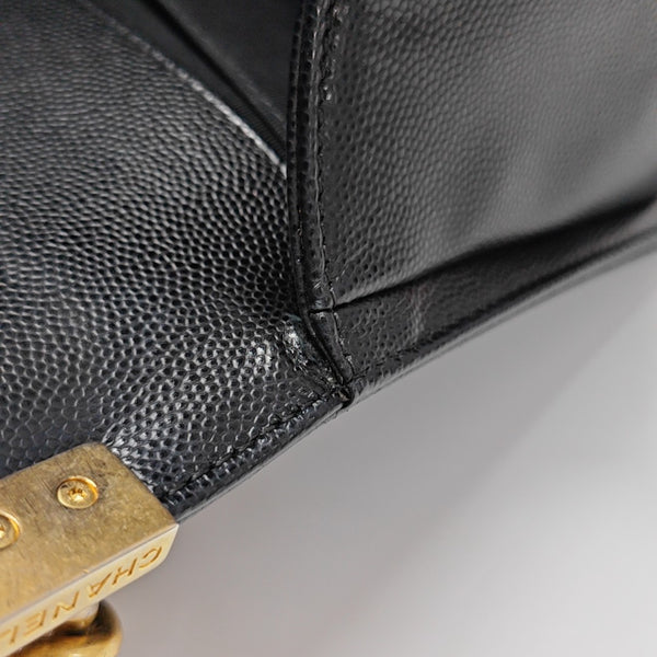 BOY CHANEL Medium Quilted Grained Calfskin Black