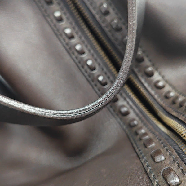 Calfskin Top Handle Bag Brown