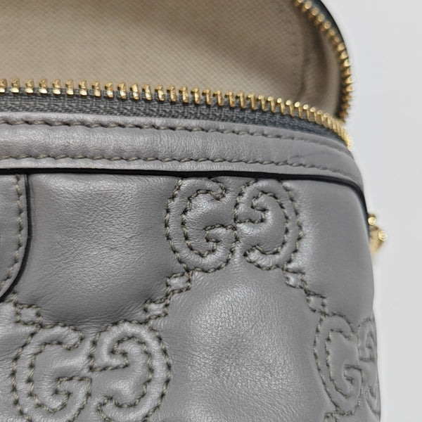 GG Matelassé Mini Quilted Calfskin Gray
