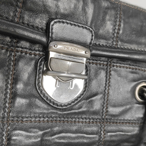 Quilted Lambskin Shoulder Bag Black