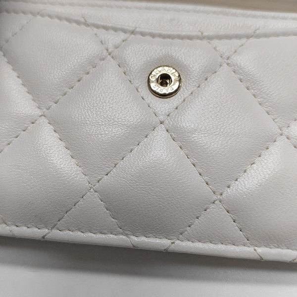Quilted Lambskin Shoulder Bag White