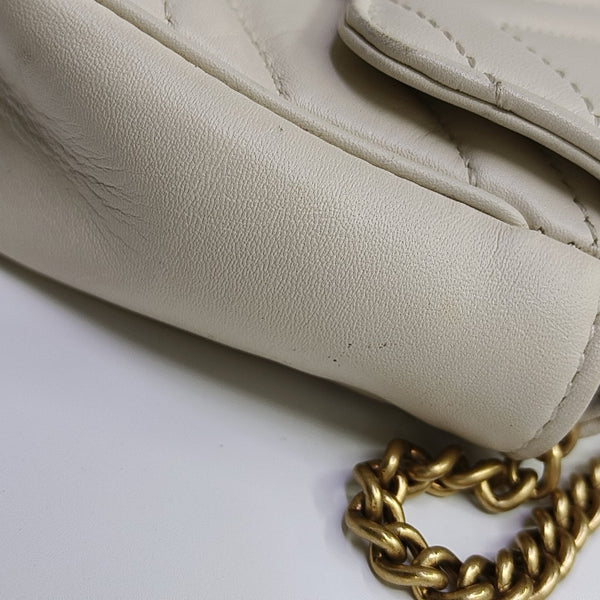 GG Marmont Mini Quilted Calfskin White