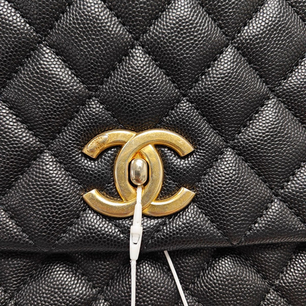 COCO HANDLE Medium Quilted Grained Calfskin Black