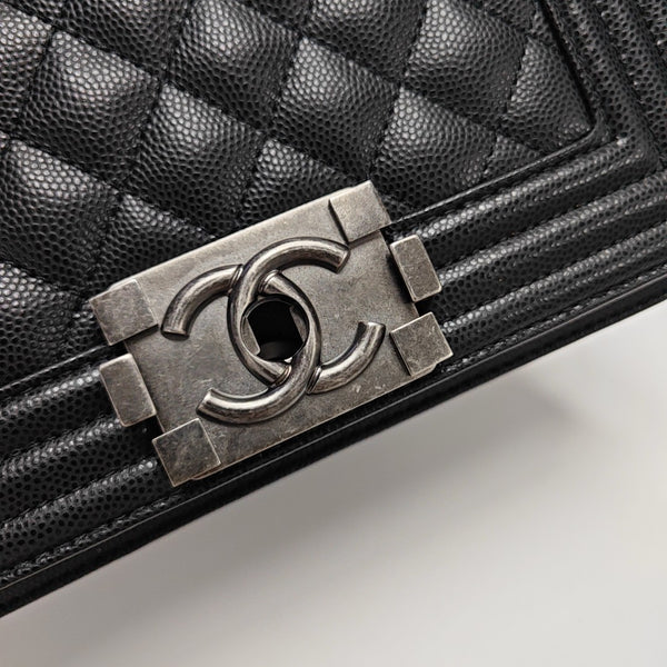 BOY CHANEL Small Quilted Grained Calfskin Black