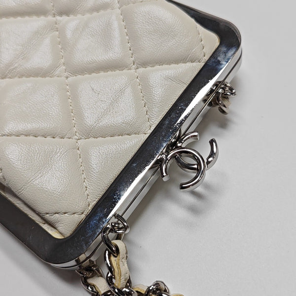 Quilted Lambskin Shoulder Bag White