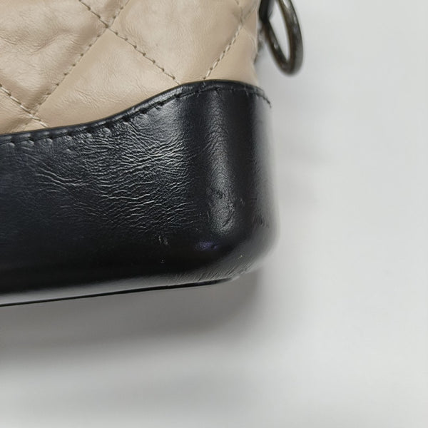 GABRIELLE Small Quilted Calfskin Beige