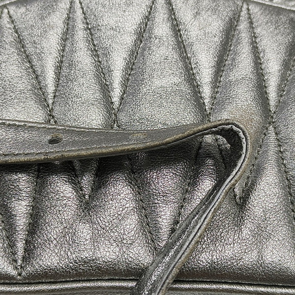 Two-Tone Waist Bag Quilted Lambskin Silver