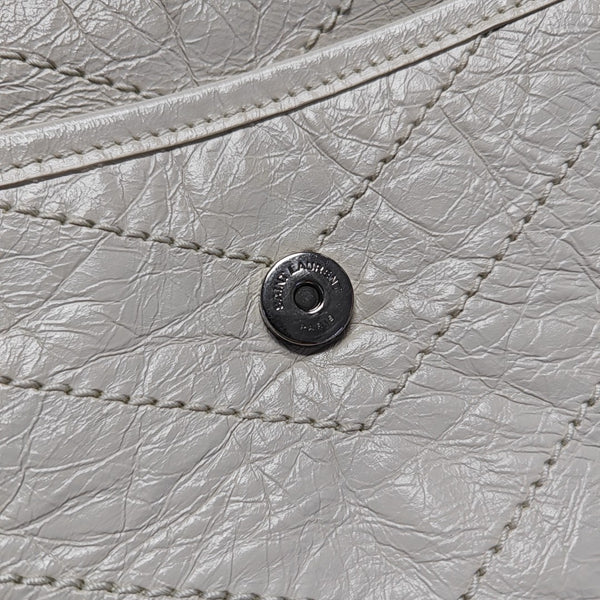 NIKI Small Chevron Calfskin White
