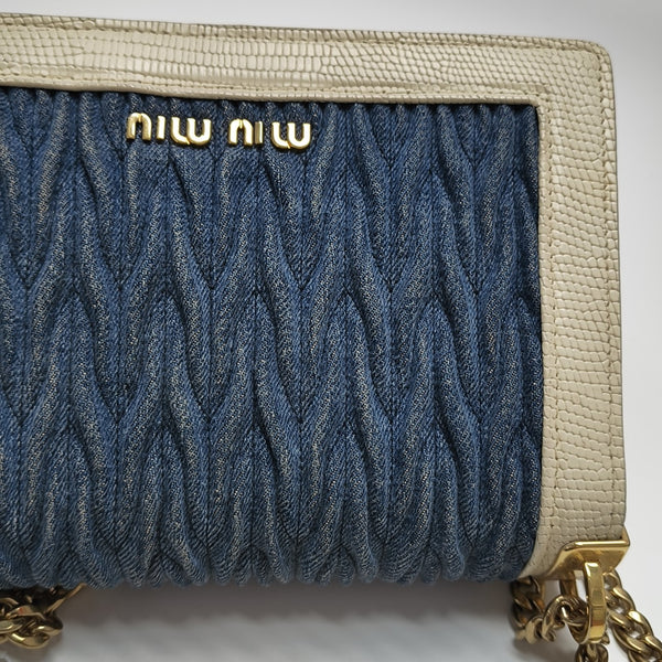 Miu Confidential Quilted Denim Blue