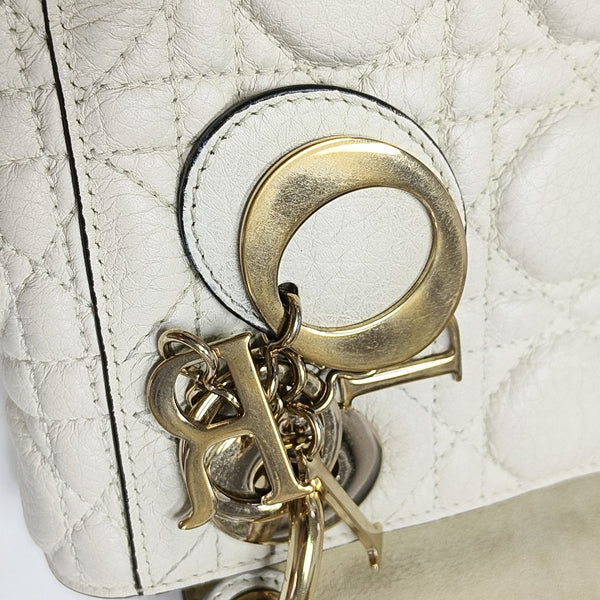 Lady Dior Mini Cannage Calfskin White