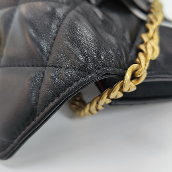 Quilted Lambskin Shoulder Bag Black