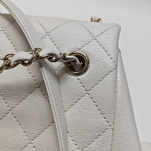 Quilted Grained Calfskin Small White