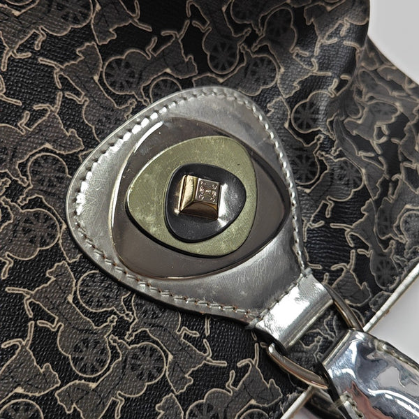 Coated Canvas Top Handle Bag Gray