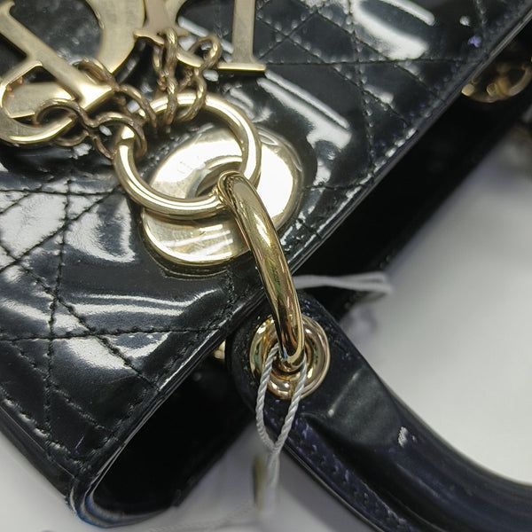 Lady Dior Medium Cannage Patent Leather Black