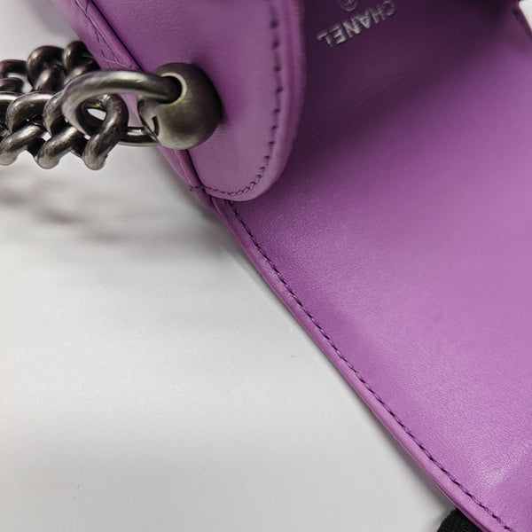 Quilted Calfskin Shoulder Bag Mini Purple
