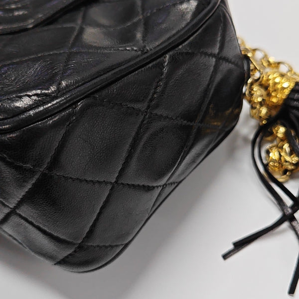 Quilted Lambskin Shoulder Bag Black