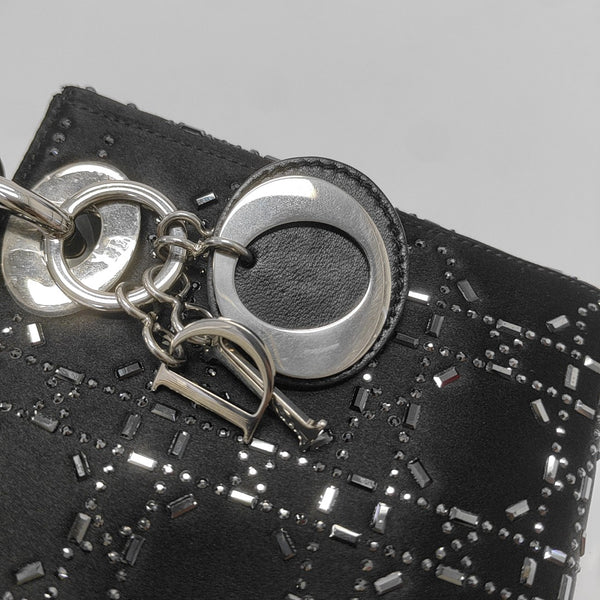 Lady Dior Mini Cannage Silk Satin Black